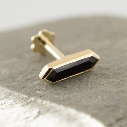 Mini Hexa Gemstone Stud with Black Spinel