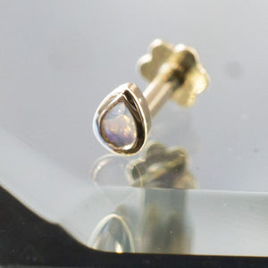 Mini Bezel Set Pear Gemstone Stud with Opal