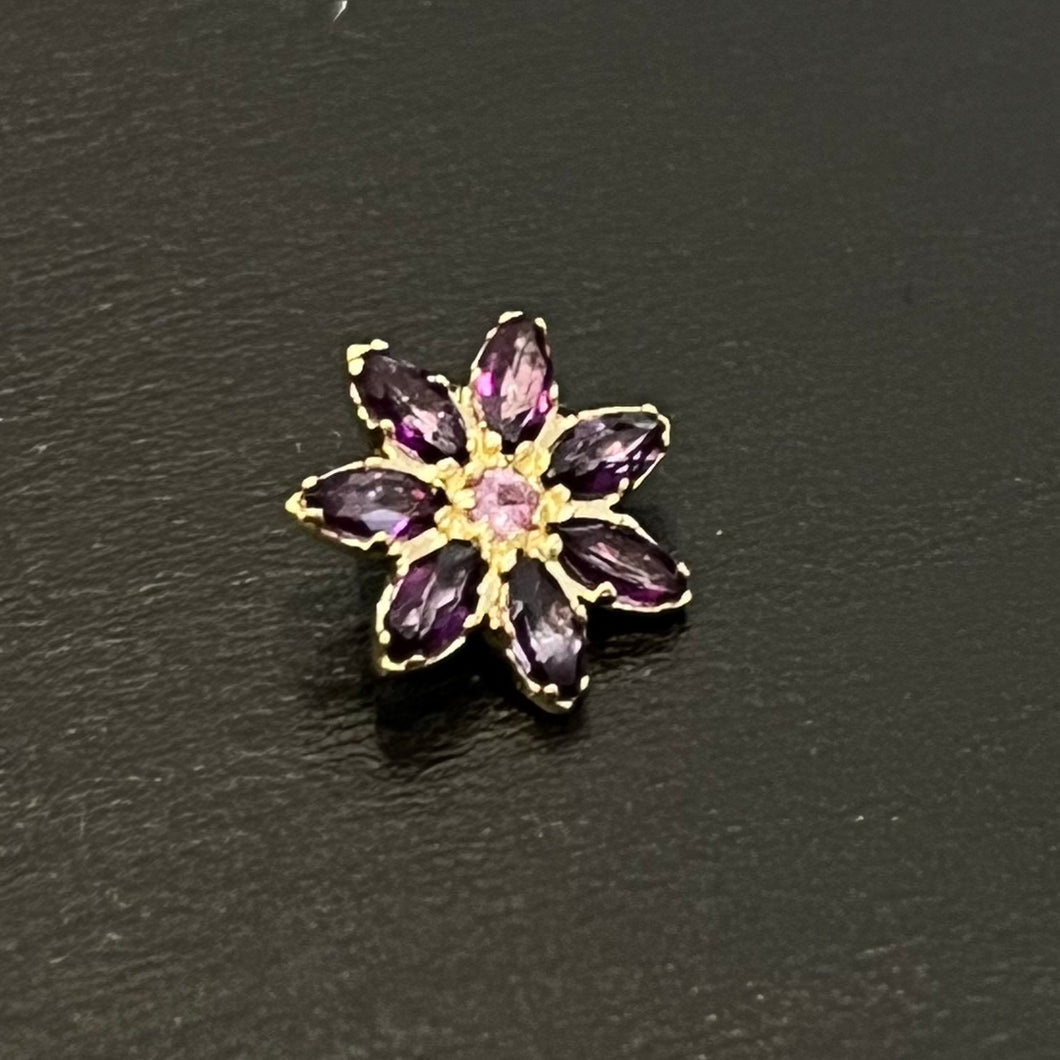 Marquise Flower Threaded End with Violet Topaz + Pink Sapphire