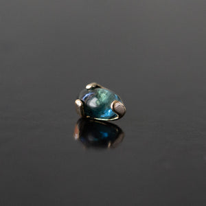 Blue Tourmaline Oval Cabochon Prong Threaded End