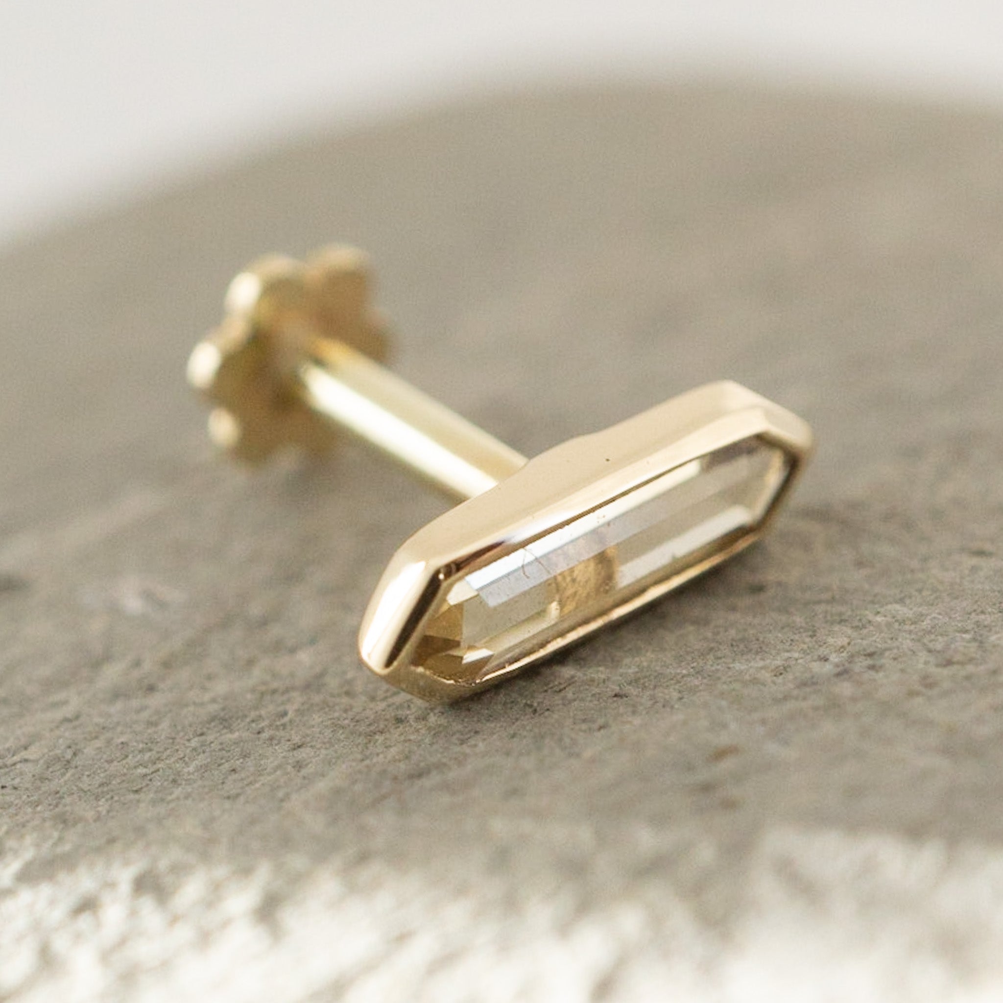 Mini Hexa Gemstone Stud with Citrine