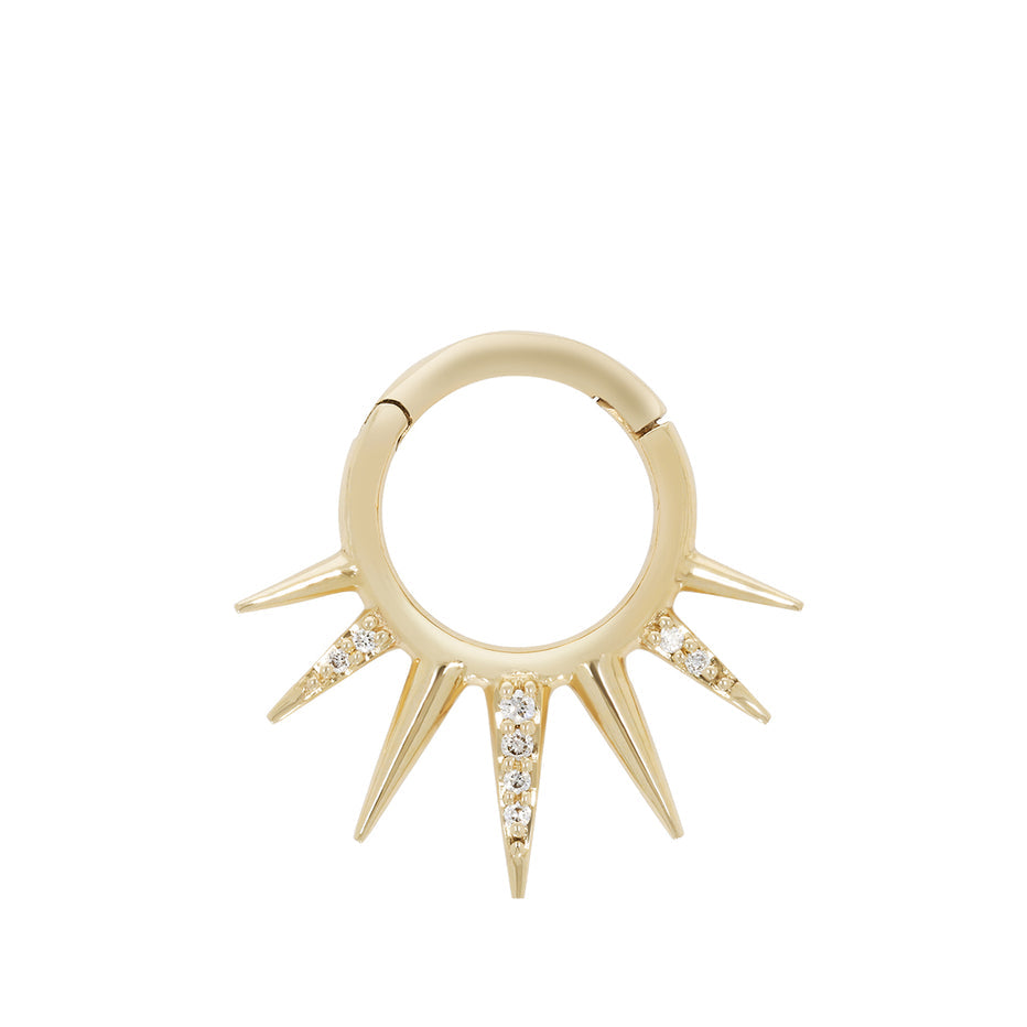 Split Point Clicker Hoop - Alternating White Diamonds