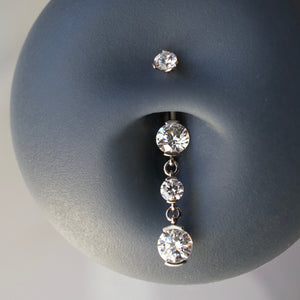 Titanium Dangle Navel Curve with Prong Gems