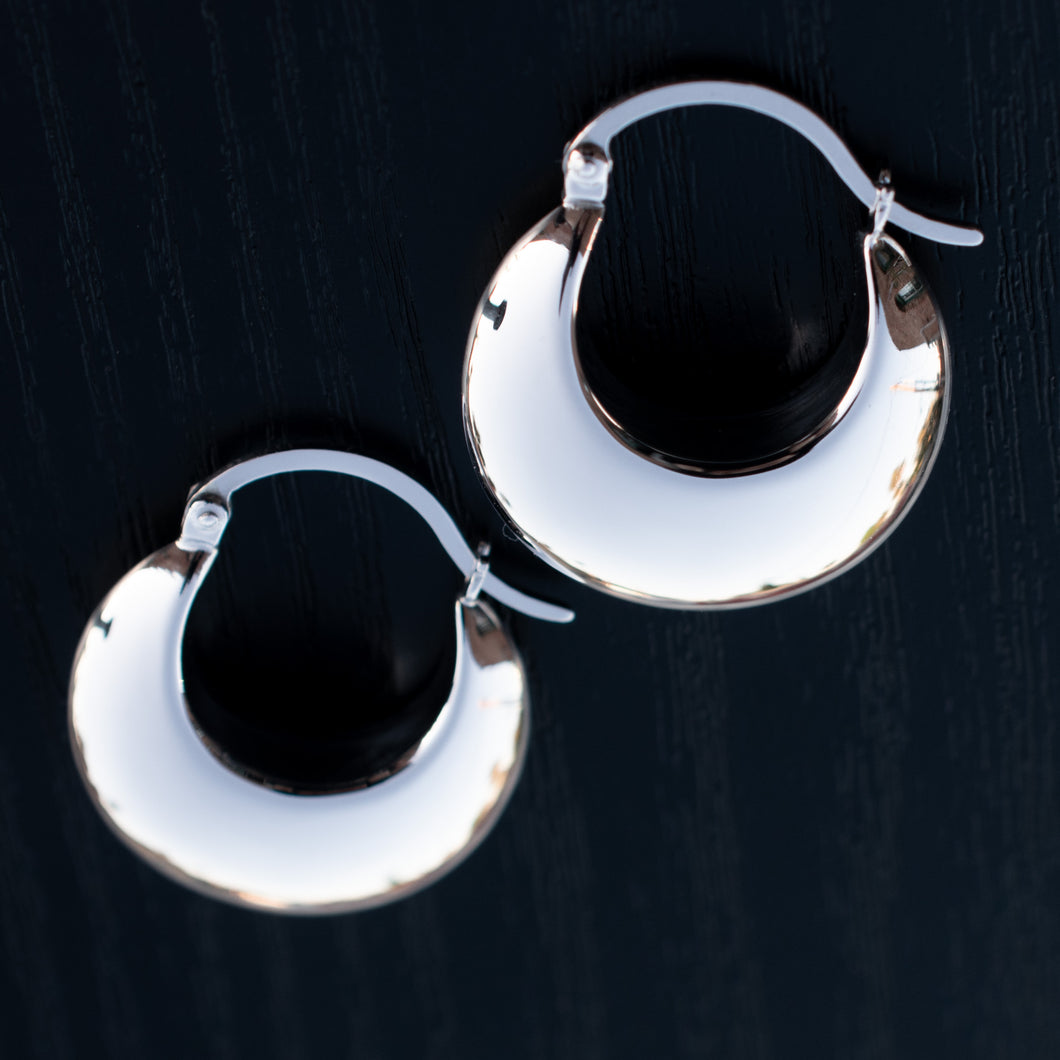 Silver Puff Hoops - Round
