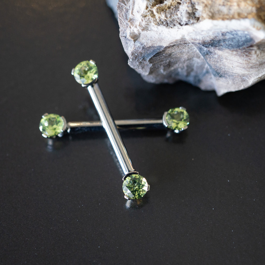 Forward-Facing Prong Gem Barbell