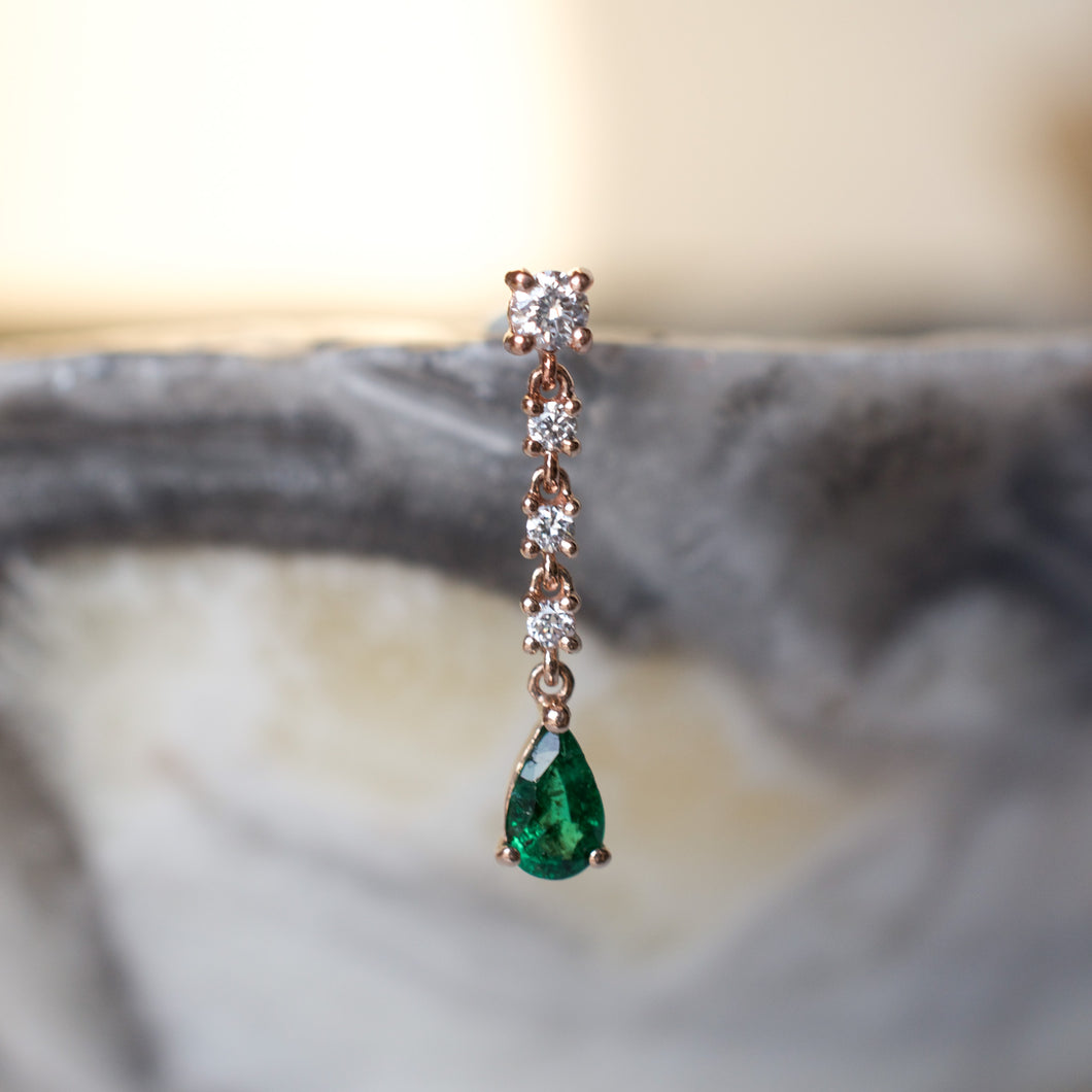 Diamond + Emerald Pear Chain Threaded End