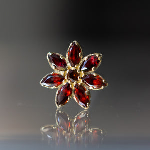 Marquise Flower Threaded End with Garnet + Citrine