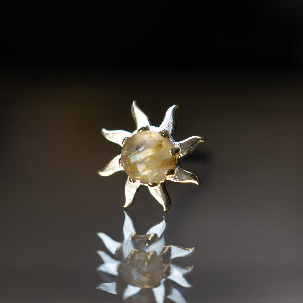 Sun Threaded End with Golden Rutilated Quartz