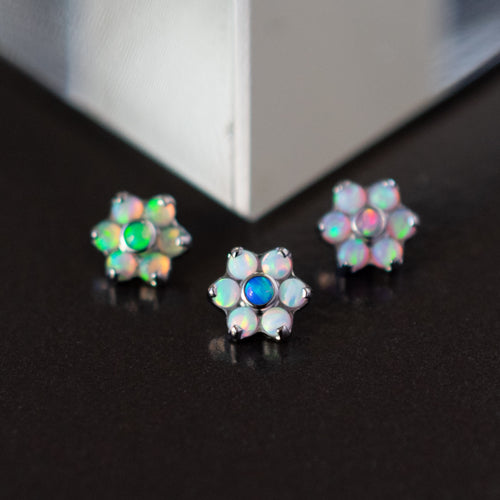 Medium Opal Flower Threaded + Threadless End