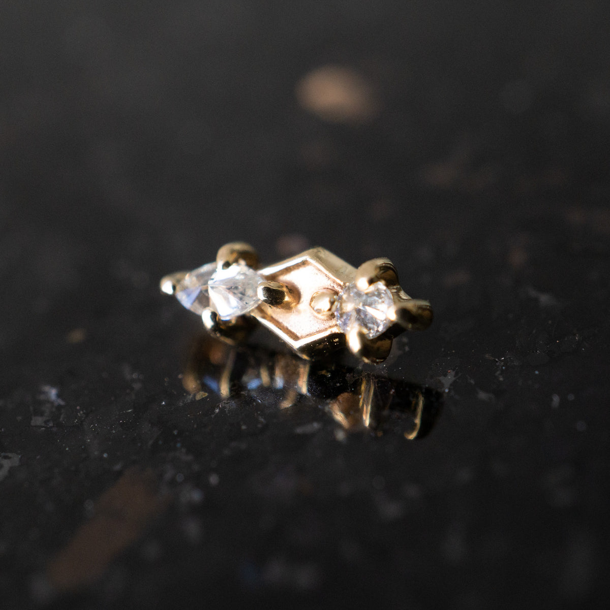 Marquise + Round Diamond Shield Threaded End