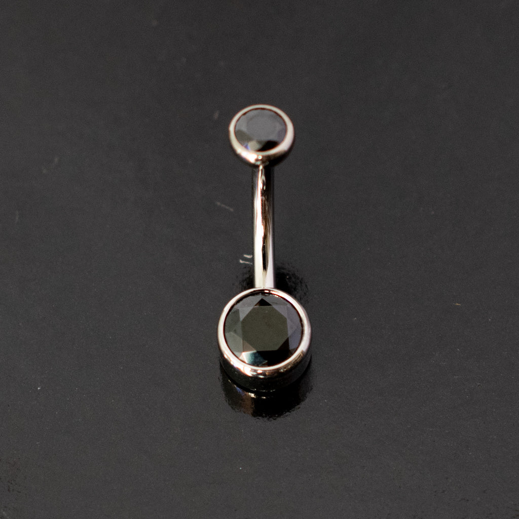 Titanium Navel Curve with 6mm Bezel Gem
