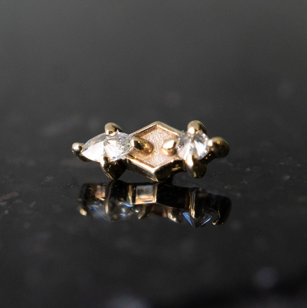 Marquise + Round Diamond Shield Threaded End