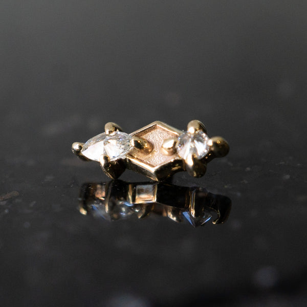 Marquise + Round Diamond Shield Threaded End