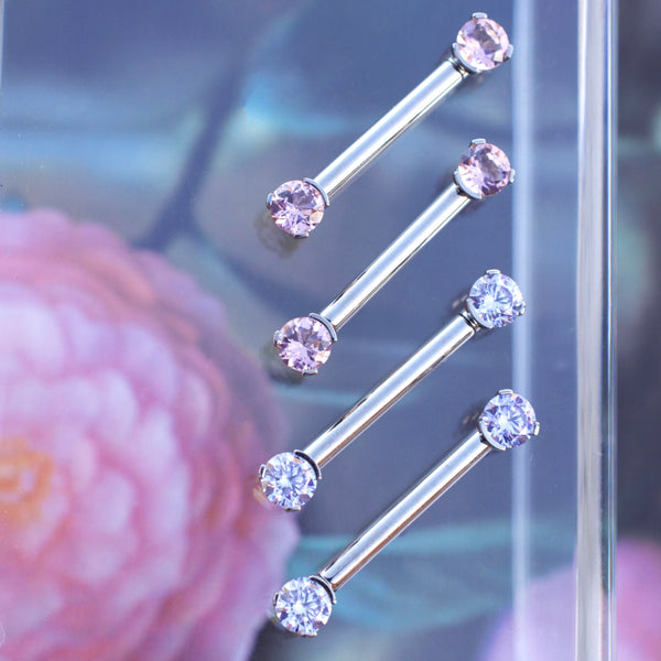 Forward-Facing Prong Gem Barbell