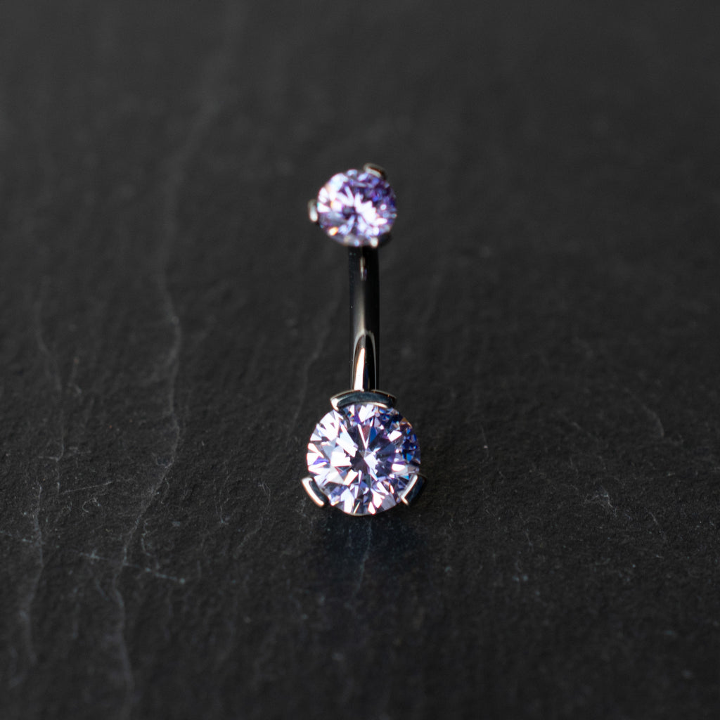 Titanium Navel Curve with 6mm Prong Gem