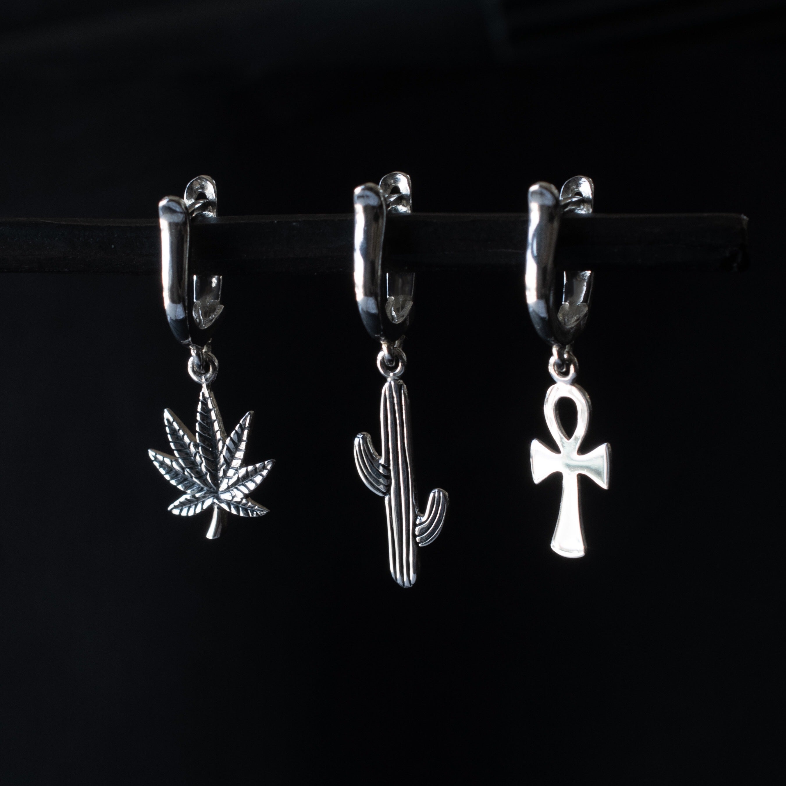 Silver Stirrup Charm Earring