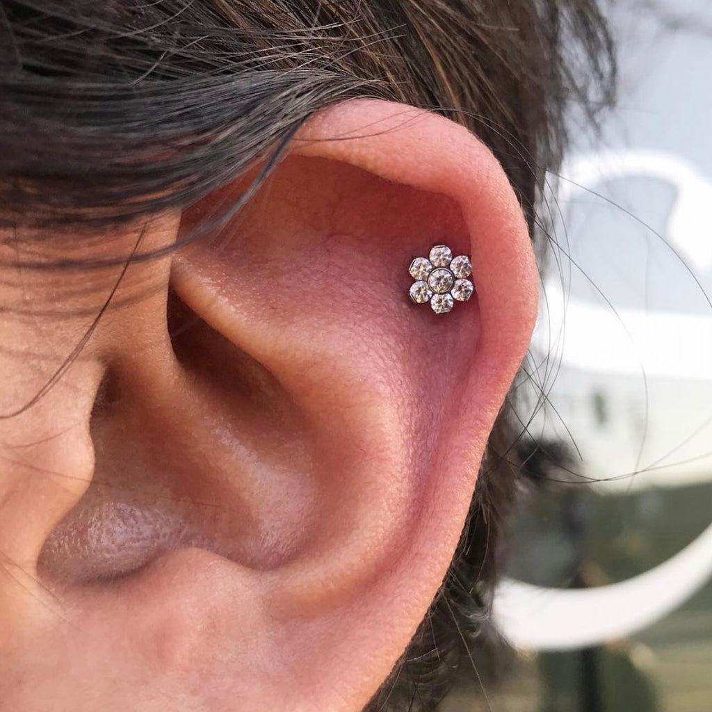 Large Gem Flower Threaded End