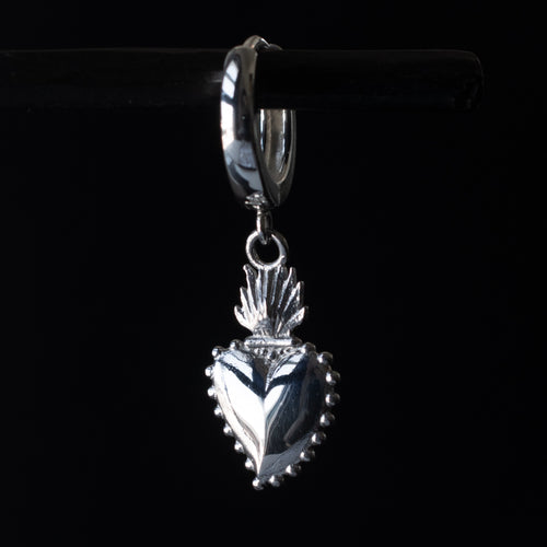 Silver Sacred Heart Earring