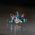 Marquise + Round Fan Cluster Threaded End - London Blue Topaz / Mystic Topaz / White Topaz