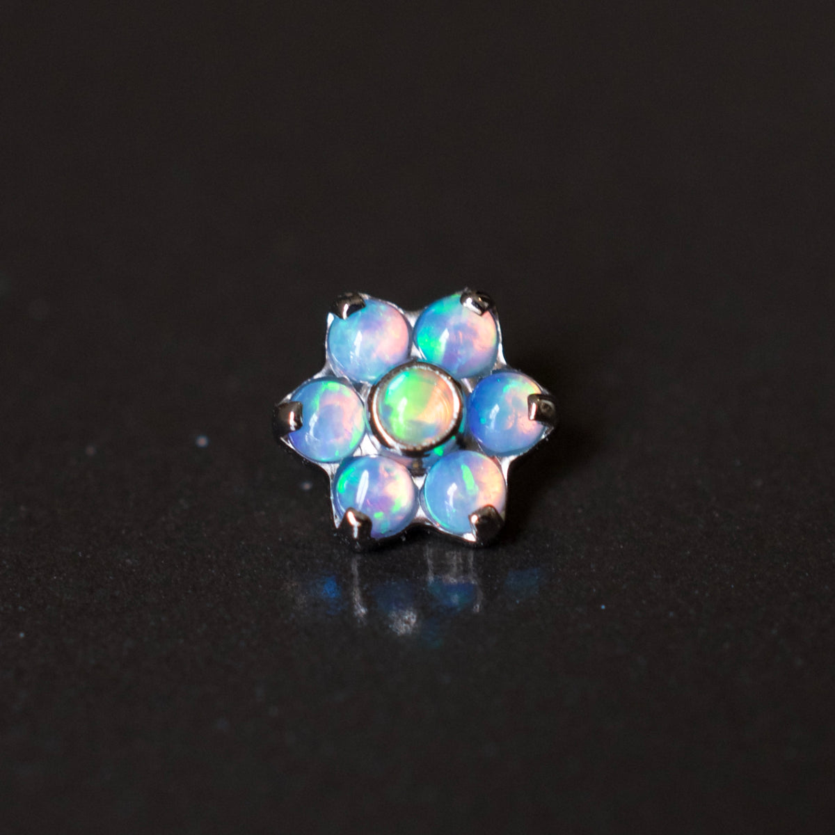 Medium Opal Flower Threaded + Threadless End