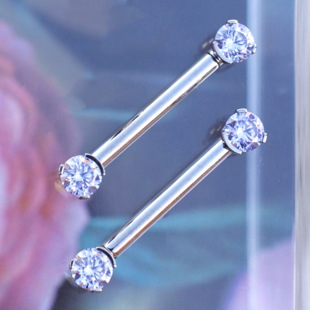Forward-Facing Prong Gem Barbell