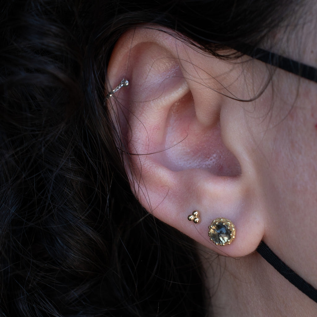 King Threaded End with Tourmalinated Quartz
