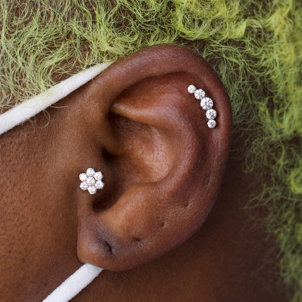 Large Gem Flower Threaded End