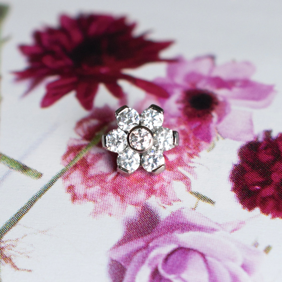 Large Gem Flower Threaded End