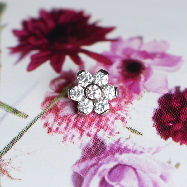 Large Gem Flower Threaded End