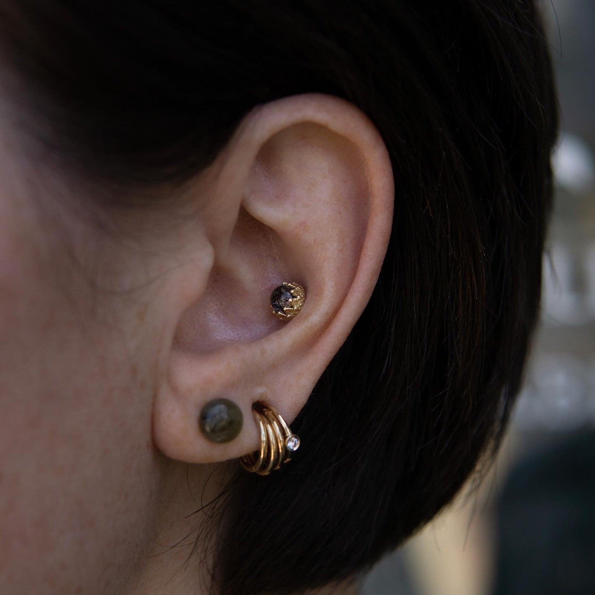 King Threaded End with Tourmalinated Quartz