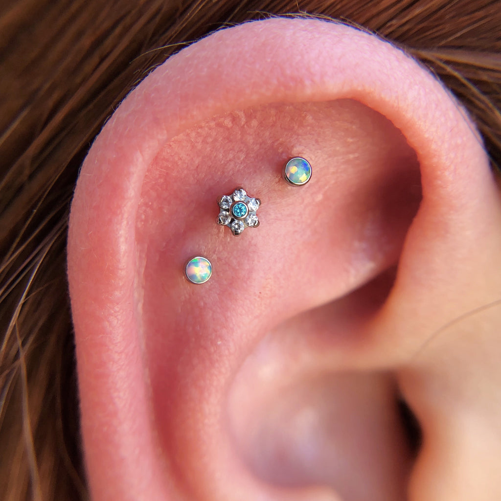 Small Gem Flower Threaded End