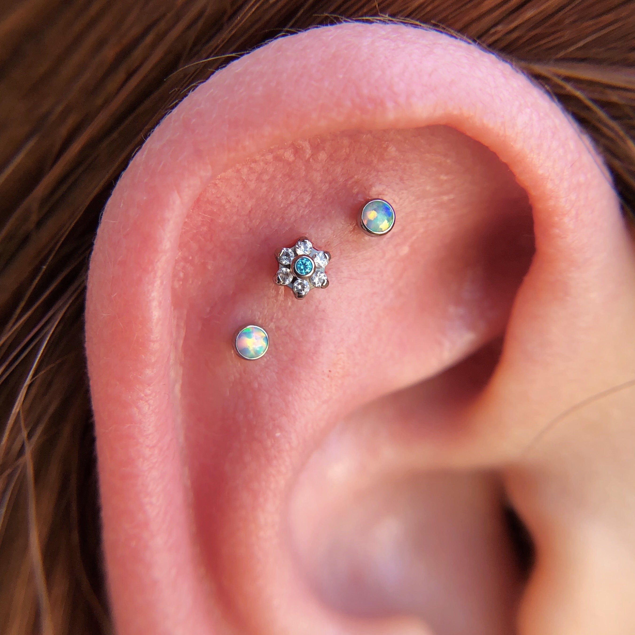 Small Gem Flower Threaded End