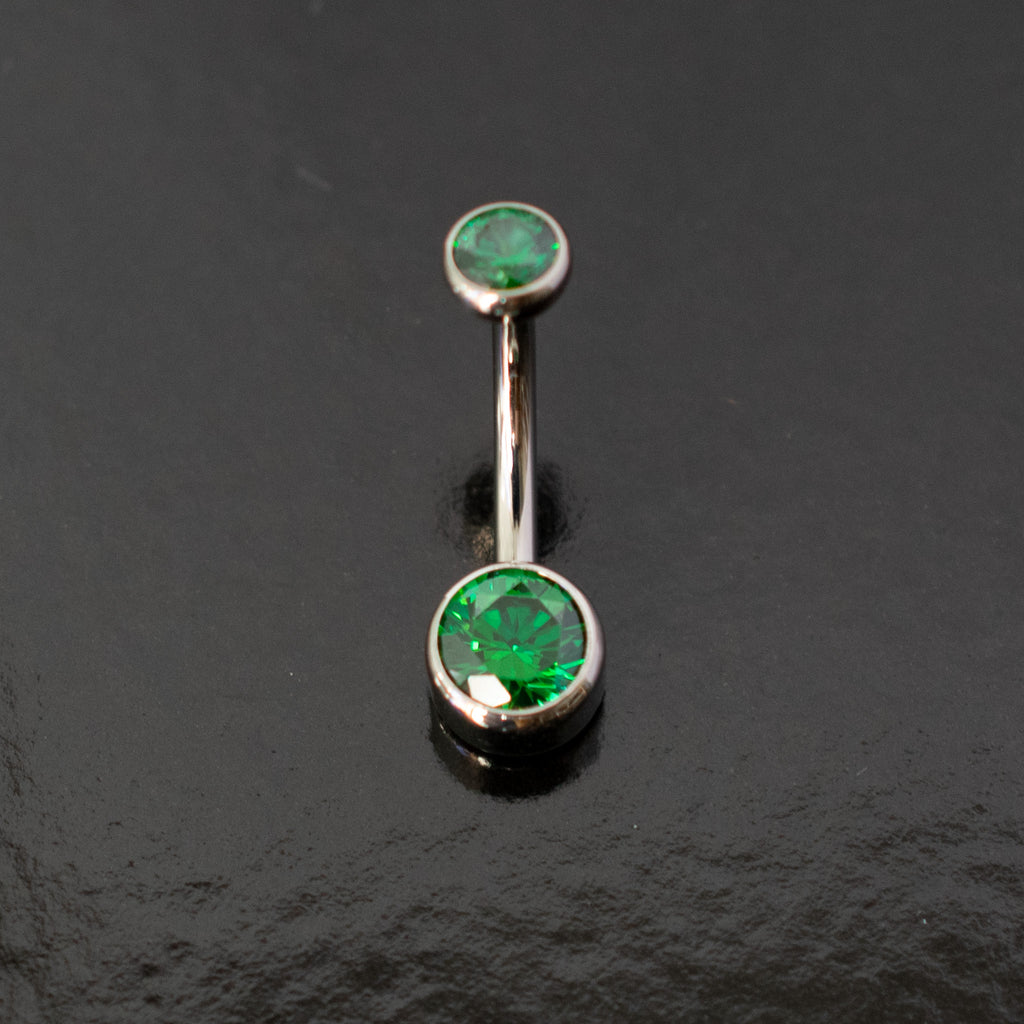 Titanium Navel Curve with 6mm Bezel Gem