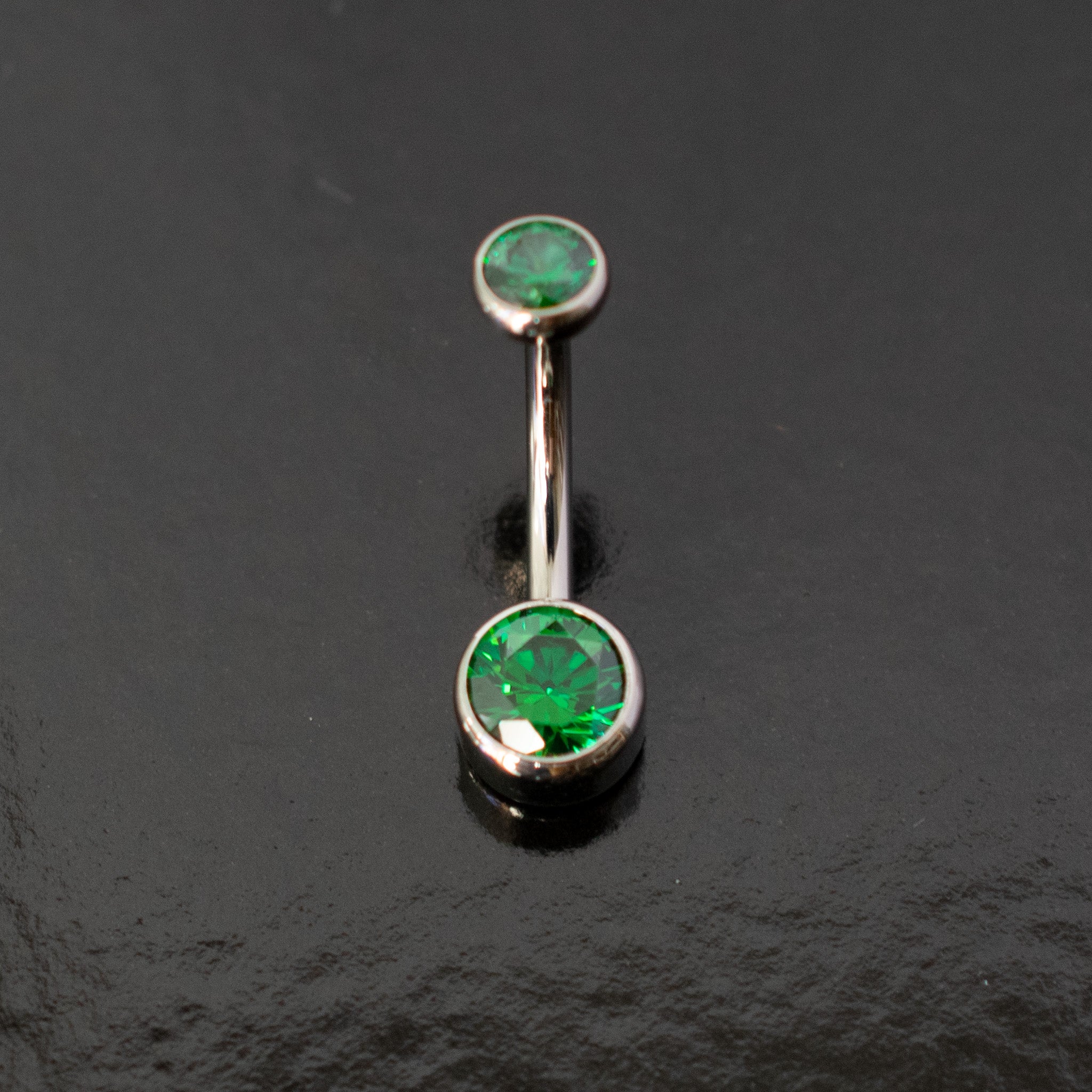 Titanium Navel Curve with 6mm Bezel Gem