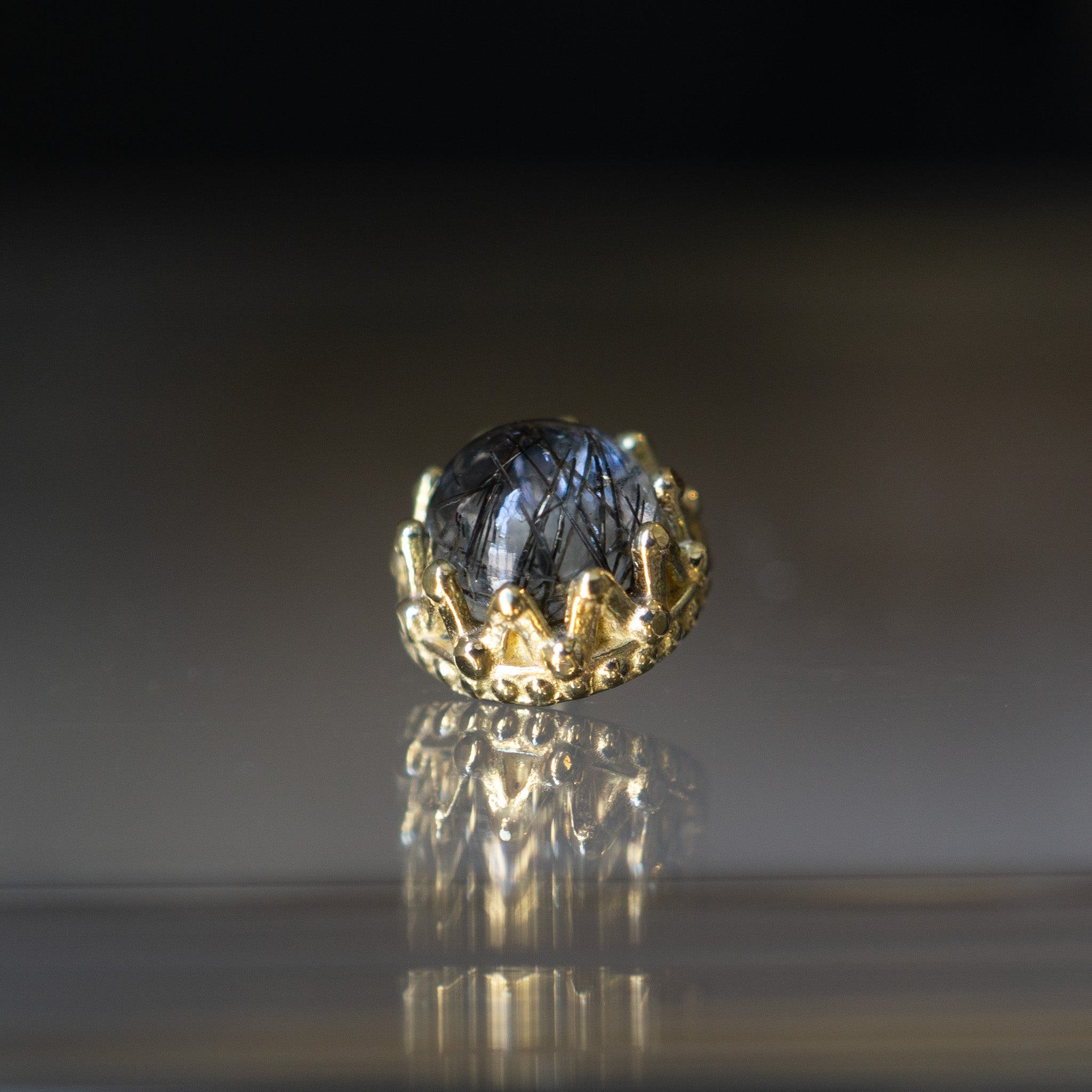 King Threaded End with Tourmalinated Quartz
