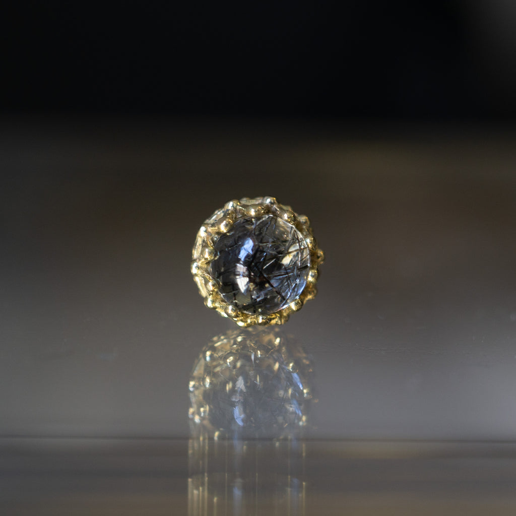King Threaded End with Tourmalinated Quartz