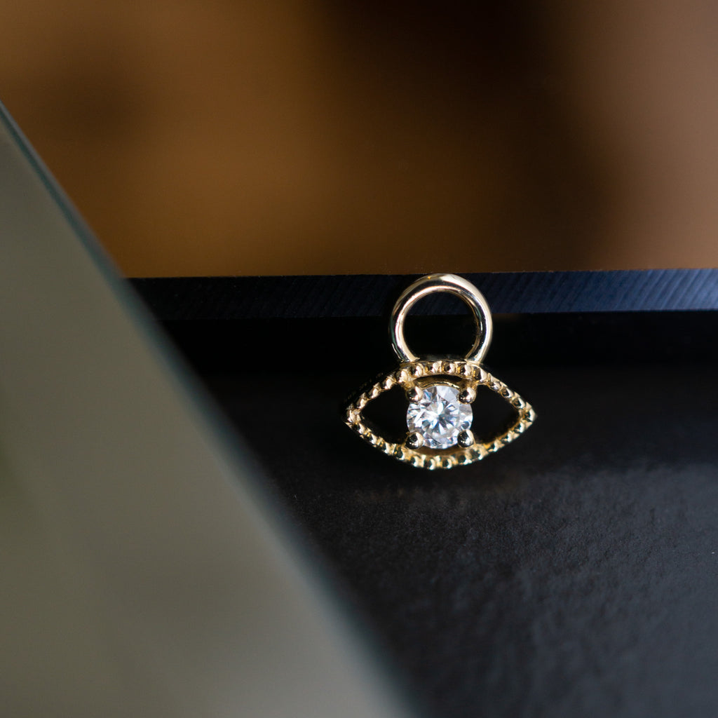 Milgrain Evil Eye Diamond Charm