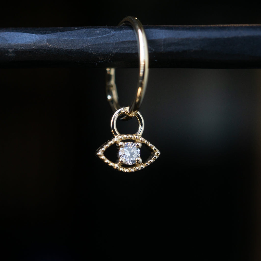 Milgrain Evil Eye Diamond Charm
