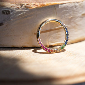 Rainbow Pavé Hinged Ring