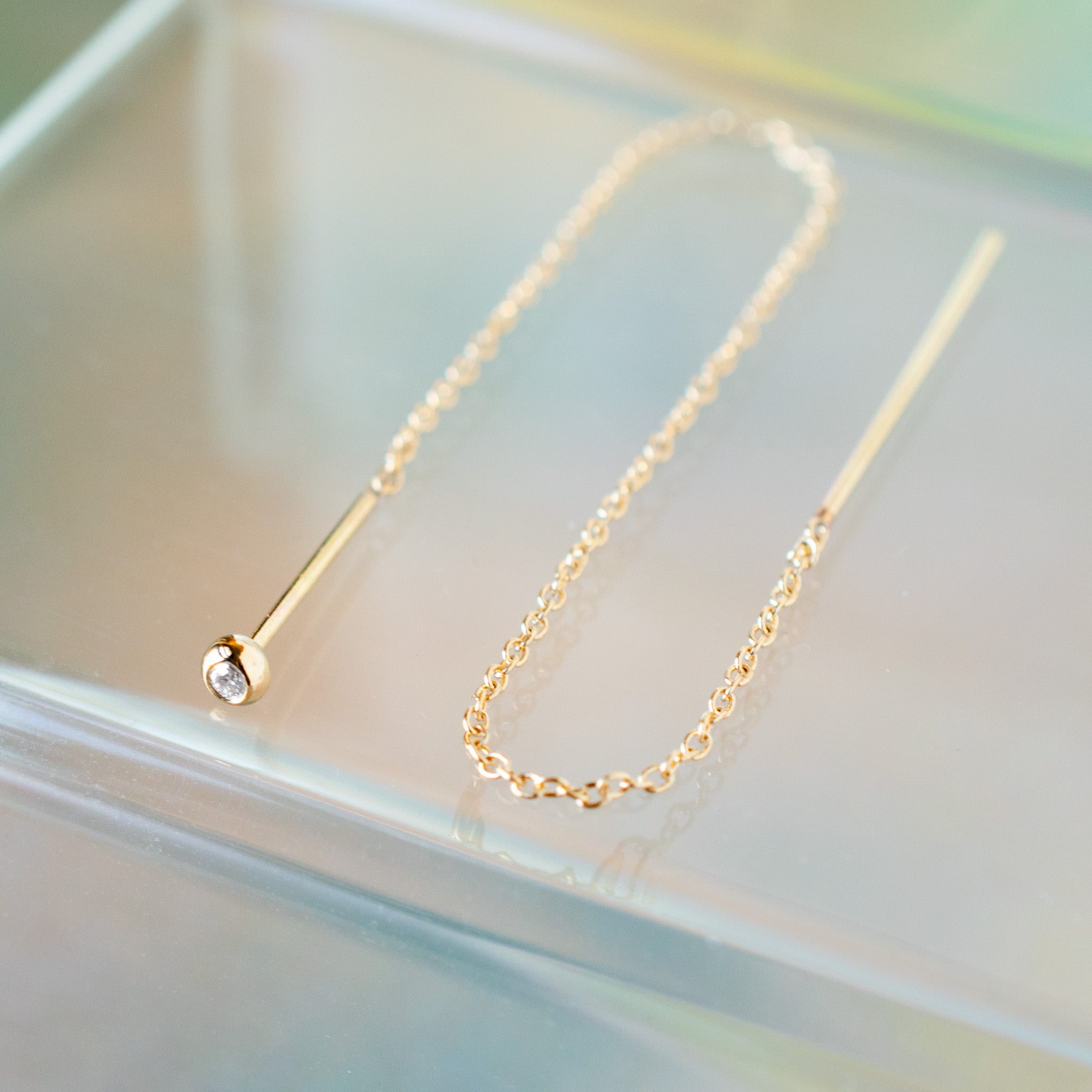 Diamond Chain Threader Earring