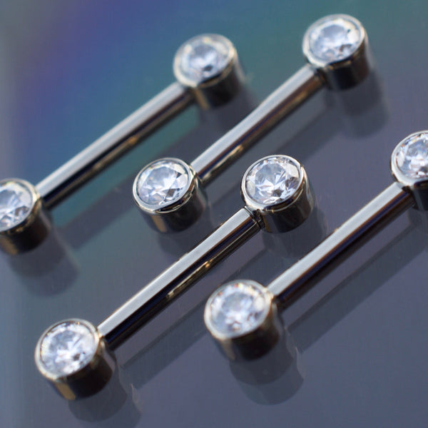 Forward-Facing Bezel Gem Barbell