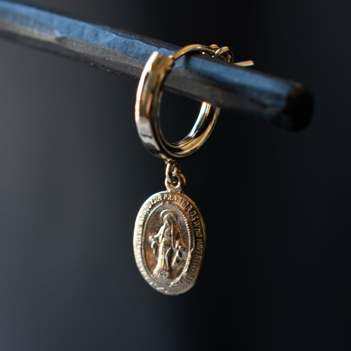 Virgin Mary Charm Earring