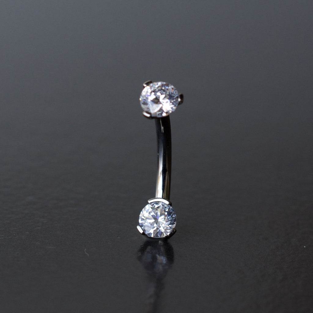 Titanium Navel Curve with 4mm Prong Gem