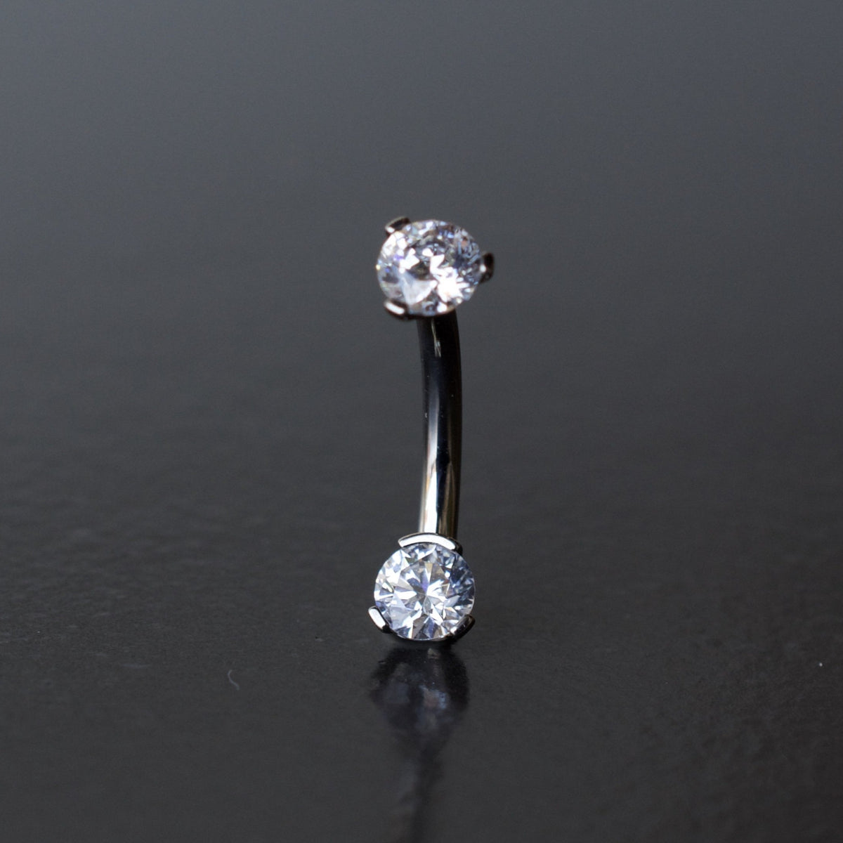 Titanium Navel Curve with 4mm Prong Gem