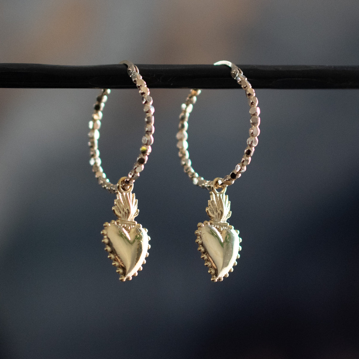 Sacred Heart Beaded Hoops