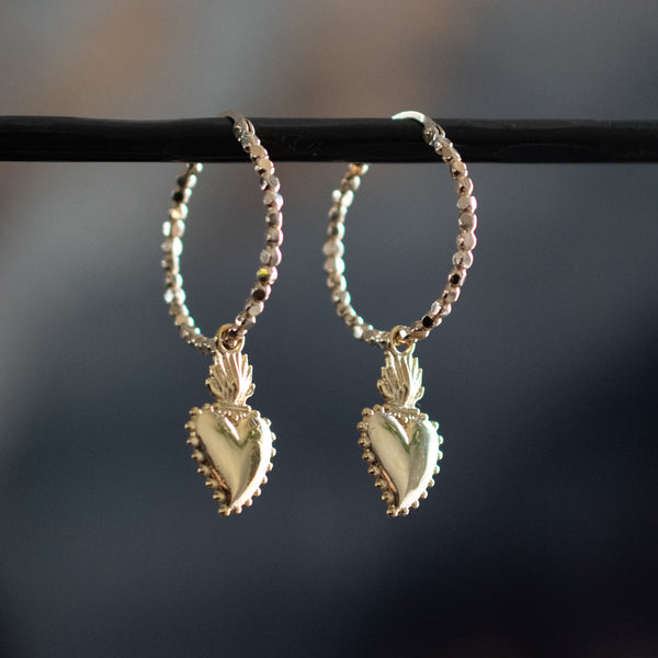 Sacred Heart Beaded Hoops