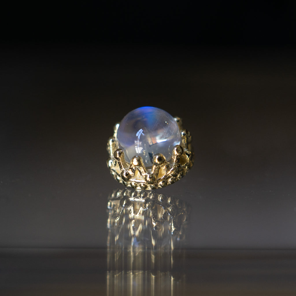King Threaded End with Rainbow Moonstone