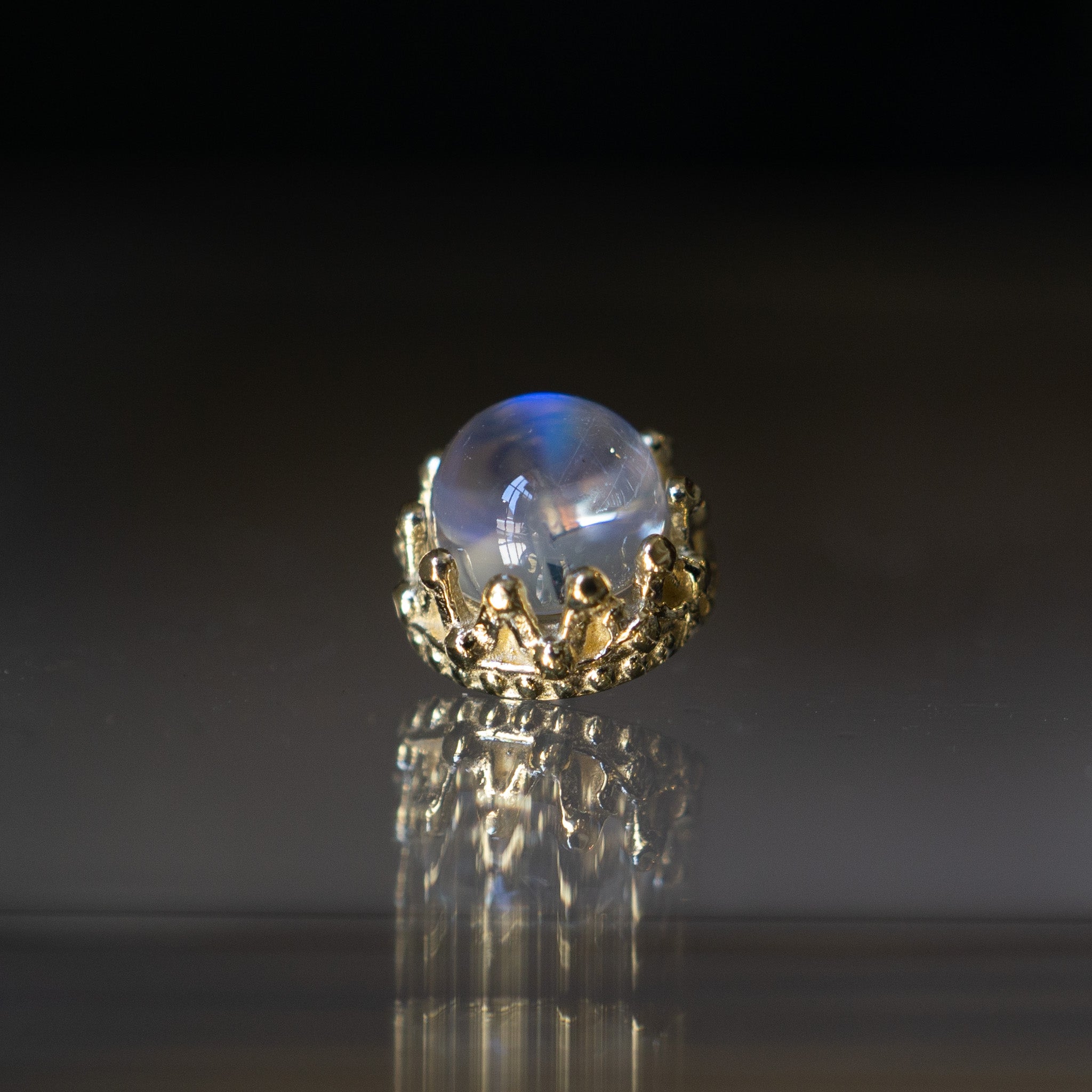 King Threaded End with Rainbow Moonstone