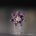 Marquise Flower Threaded End with Amethyst + White Sapphire