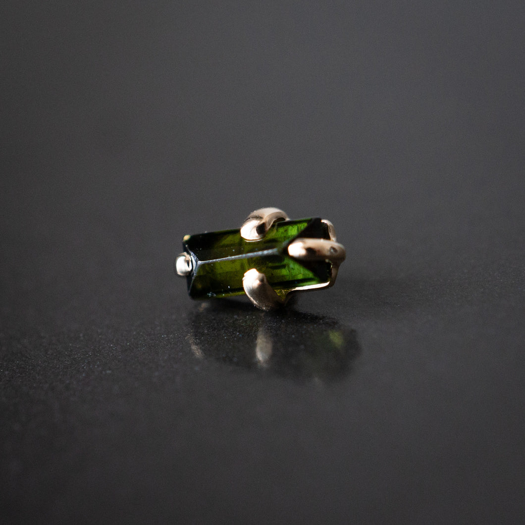 Medium Green Tourmaline Prong Baguette Threaded End